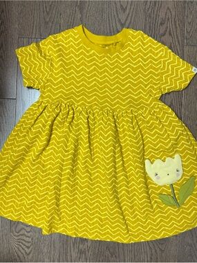 next Yellow Zigzag Cotton Dress with Tulip Patch
